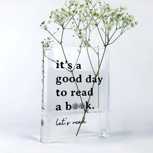 NEW Biblio Bloom Good Day To Read A Book Acrylic Book Vase